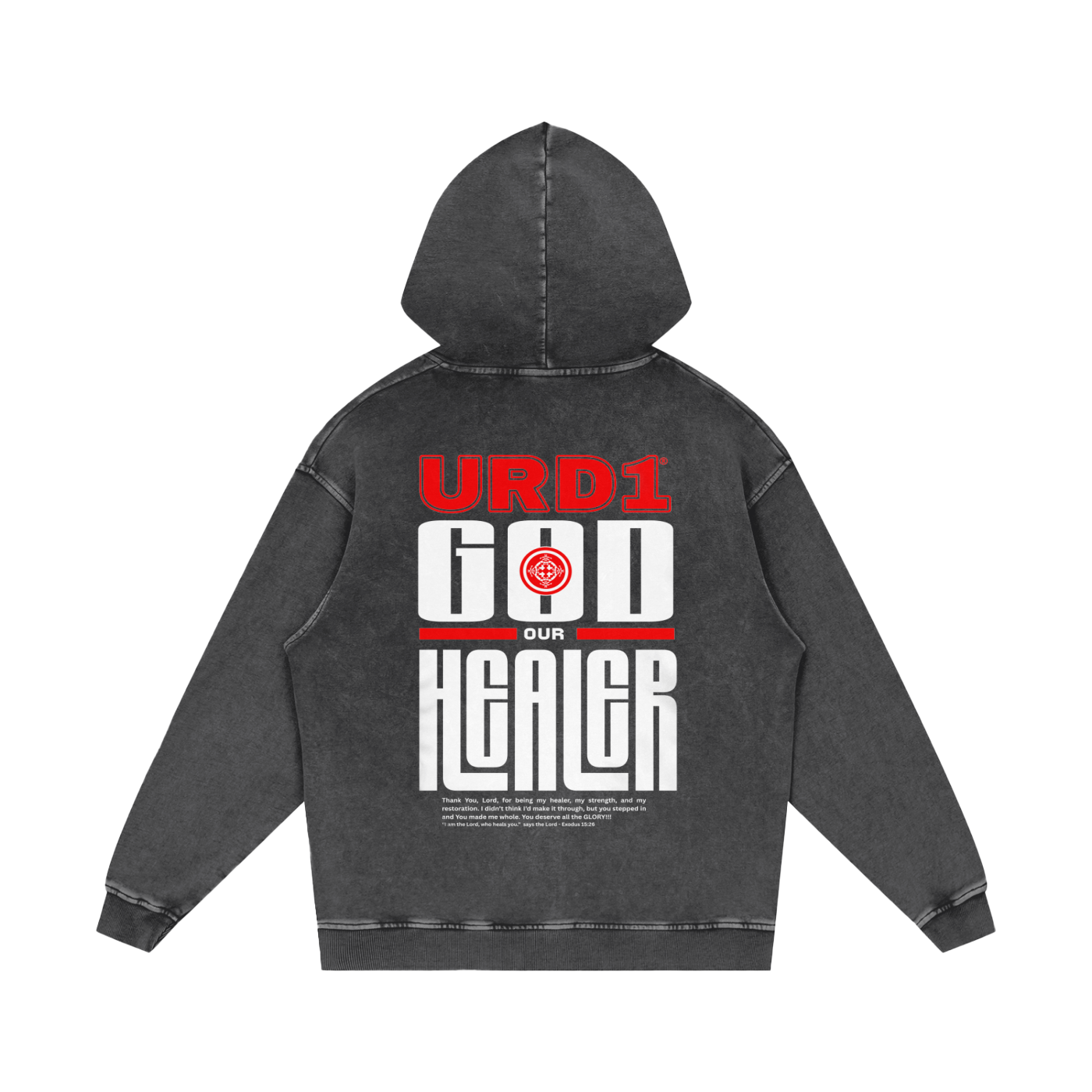 URD1 - "GOD OUR HEALER" - Acid Wash Oversize Hoodie
