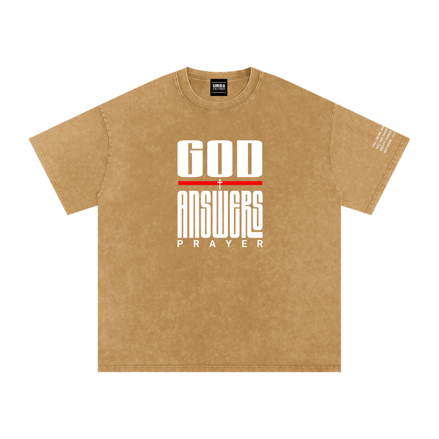 URD1- GOD ANSWERS - Acid Wash Oversize T-Shirt - 250 GSM