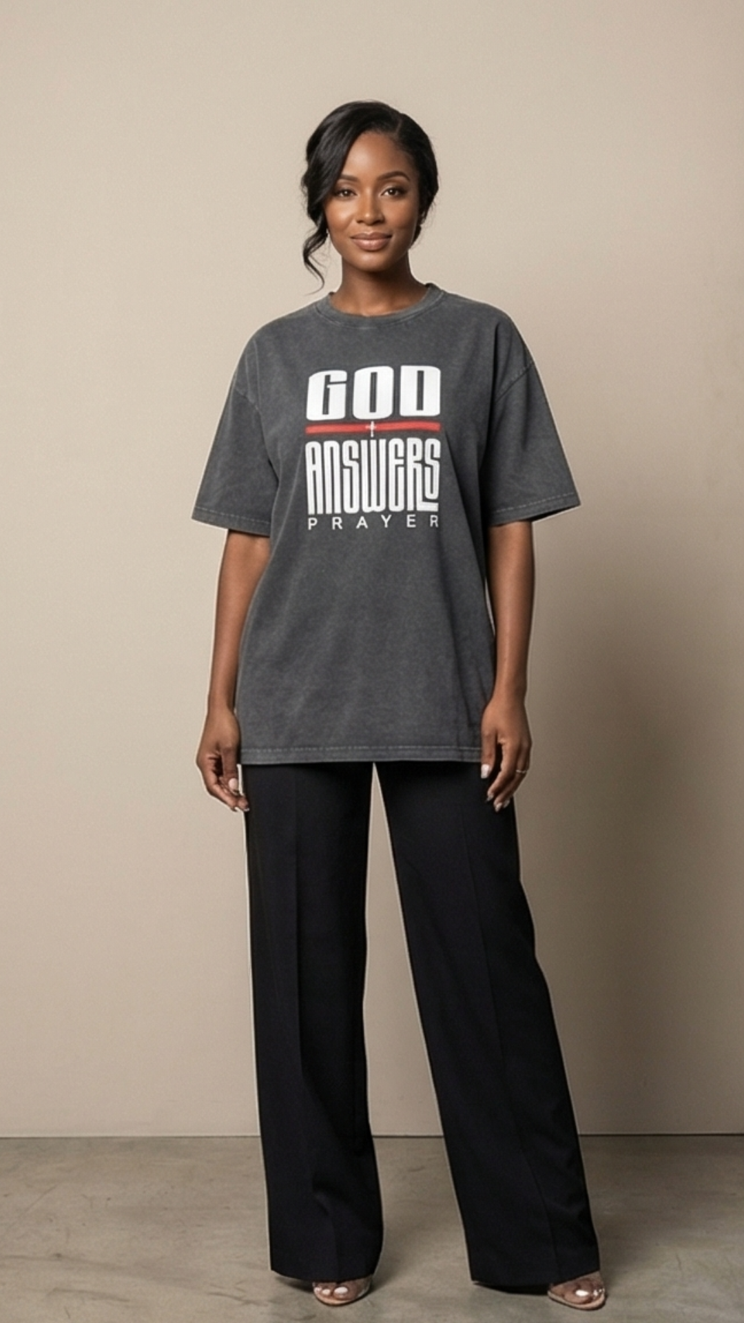 URD1- GOD ANSWERS - Acid Wash Oversize T-Shirt - 250 GSM