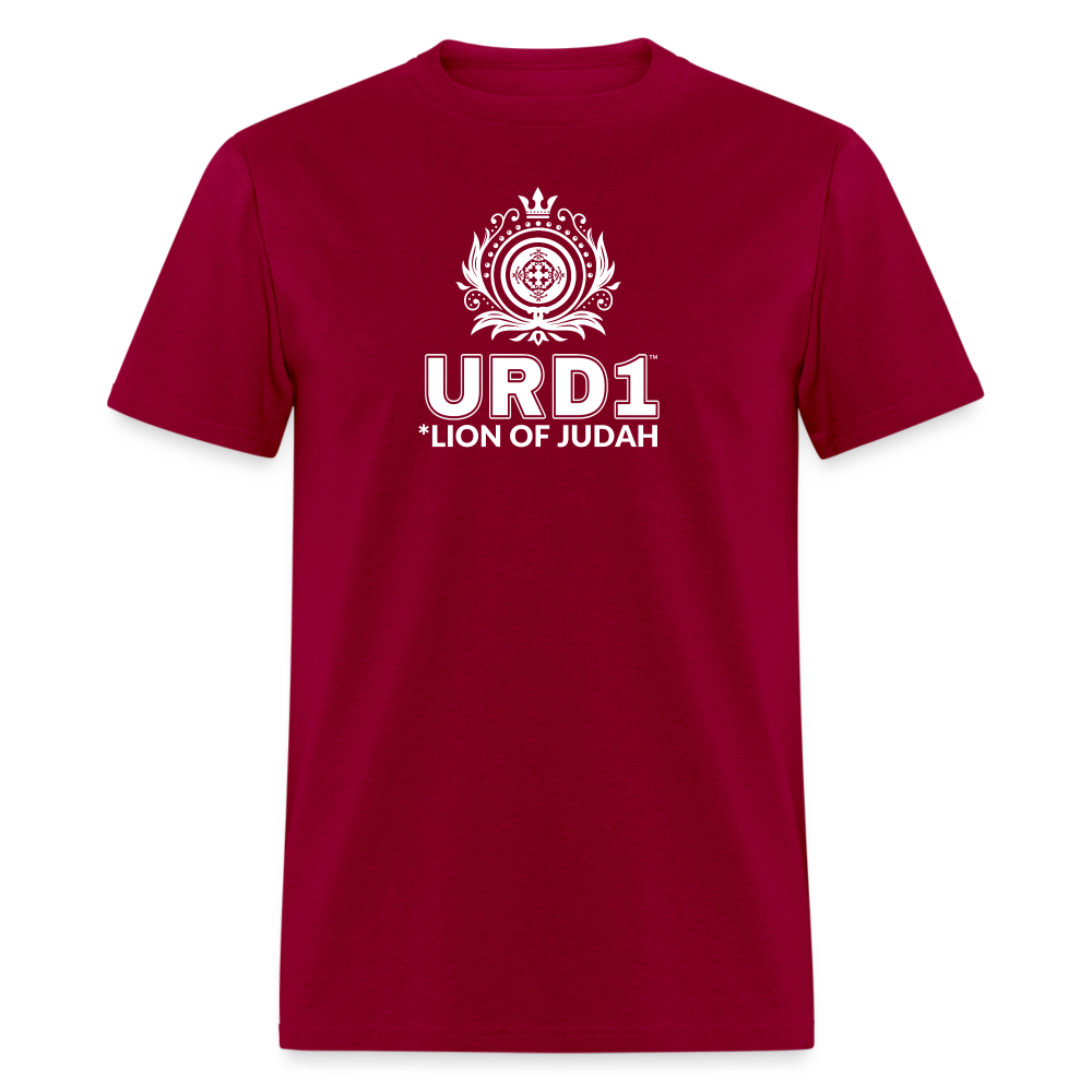 URD1 - Men Praise T-Shirt - Lion of Judah - dark red