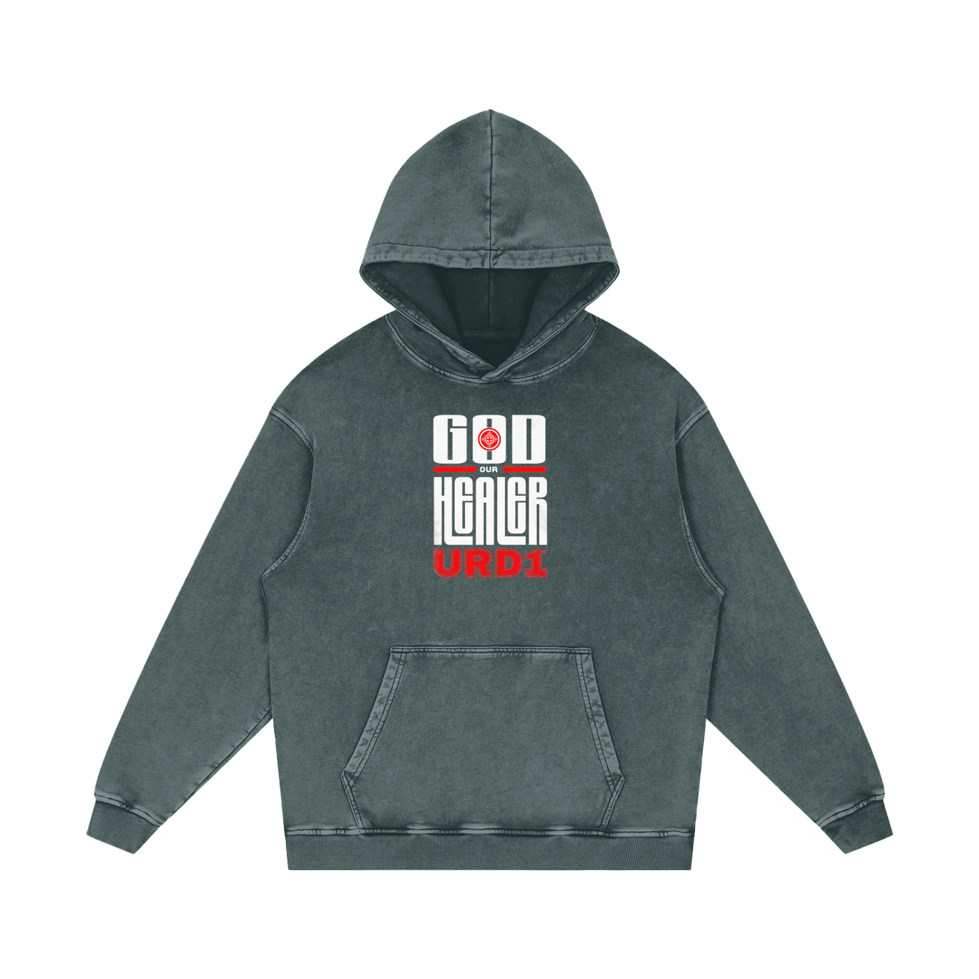 URD1 -  "GOD OUR HEALER" - Acid Wash Oversize Hoodie