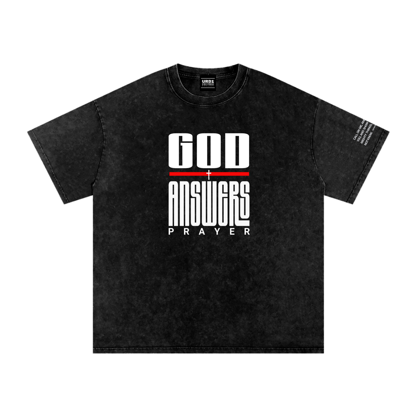 URD1- GOD ANSWERS - Acid Wash Oversize T-Shirt - 250 GSM