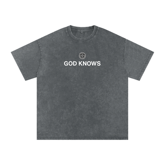 URD1 - Snow Washed Oversized Cotton T-Shirt - GOD KNOWS