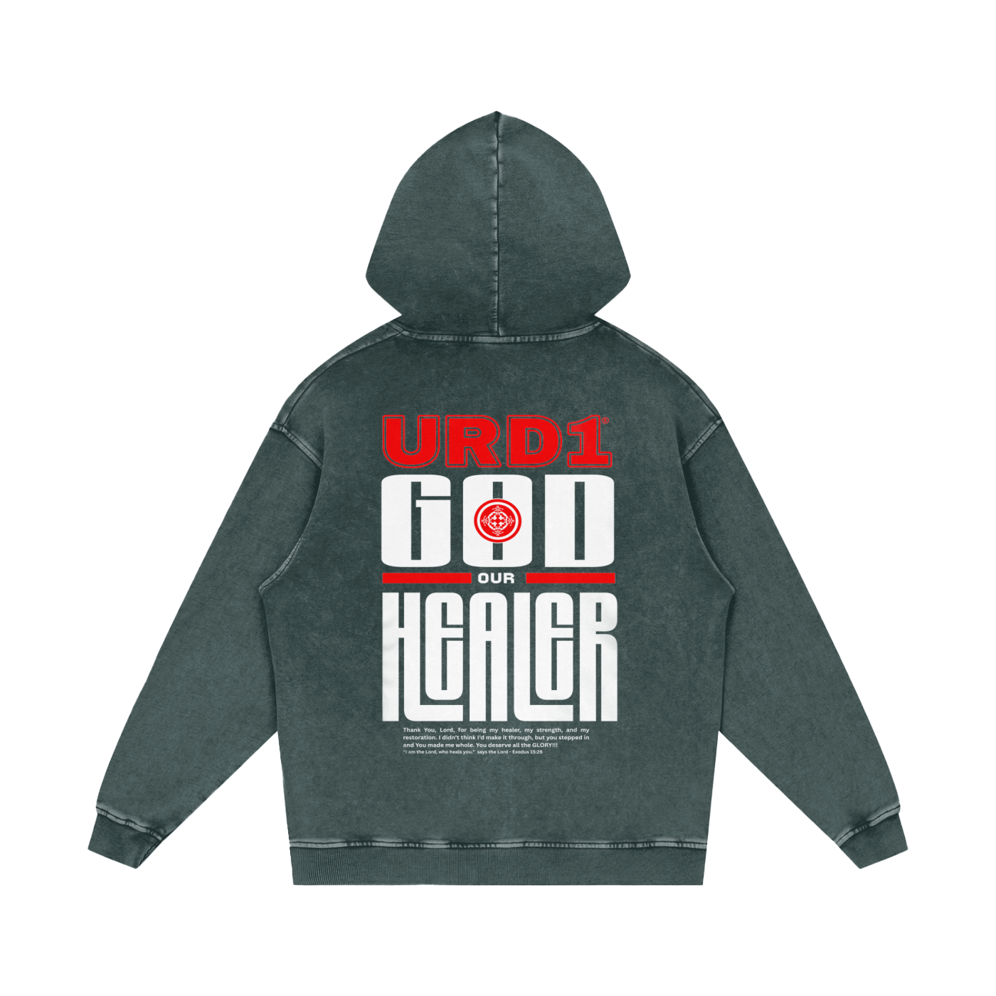 URD1 -  "GOD OUR HEALER" - Acid Wash Oversize Hoodie