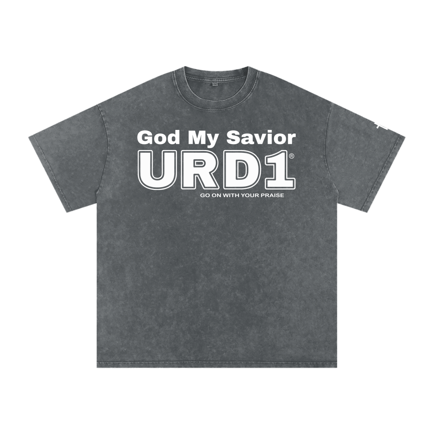 URD1- God My Savior-Snow Washed Oversized Cotton T-Shirt