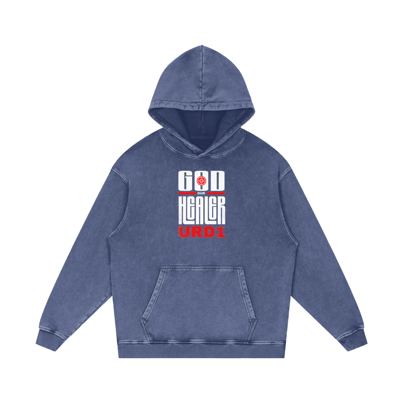 URD1 -  "GOD OUR HEALER" - Acid Wash Oversize Hoodie