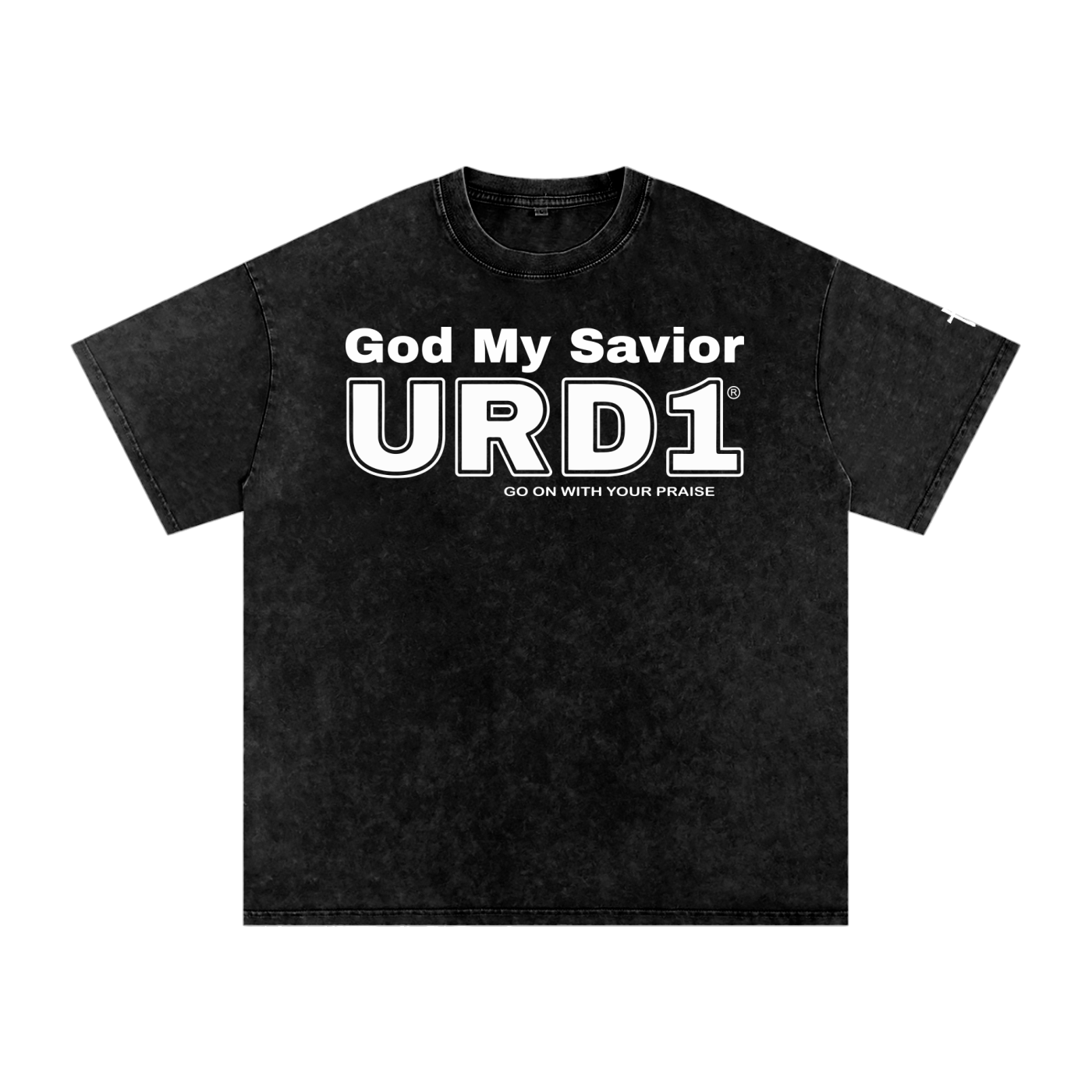 URD1- God My Savior-Snow Washed Oversized Cotton T-Shirt