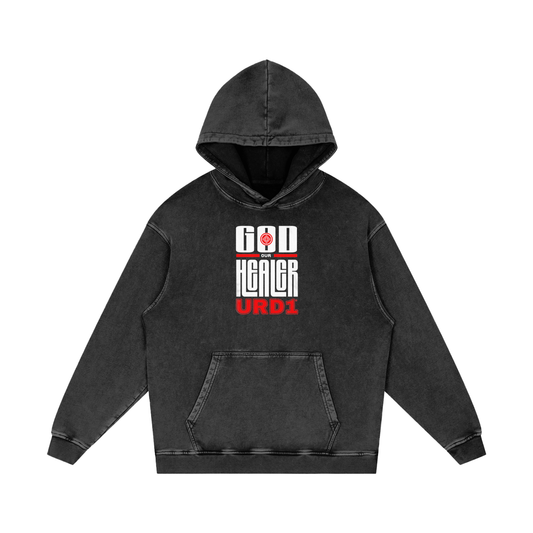 URD1 -  "GOD OUR HEALER" - Acid Wash Oversize Hoodie