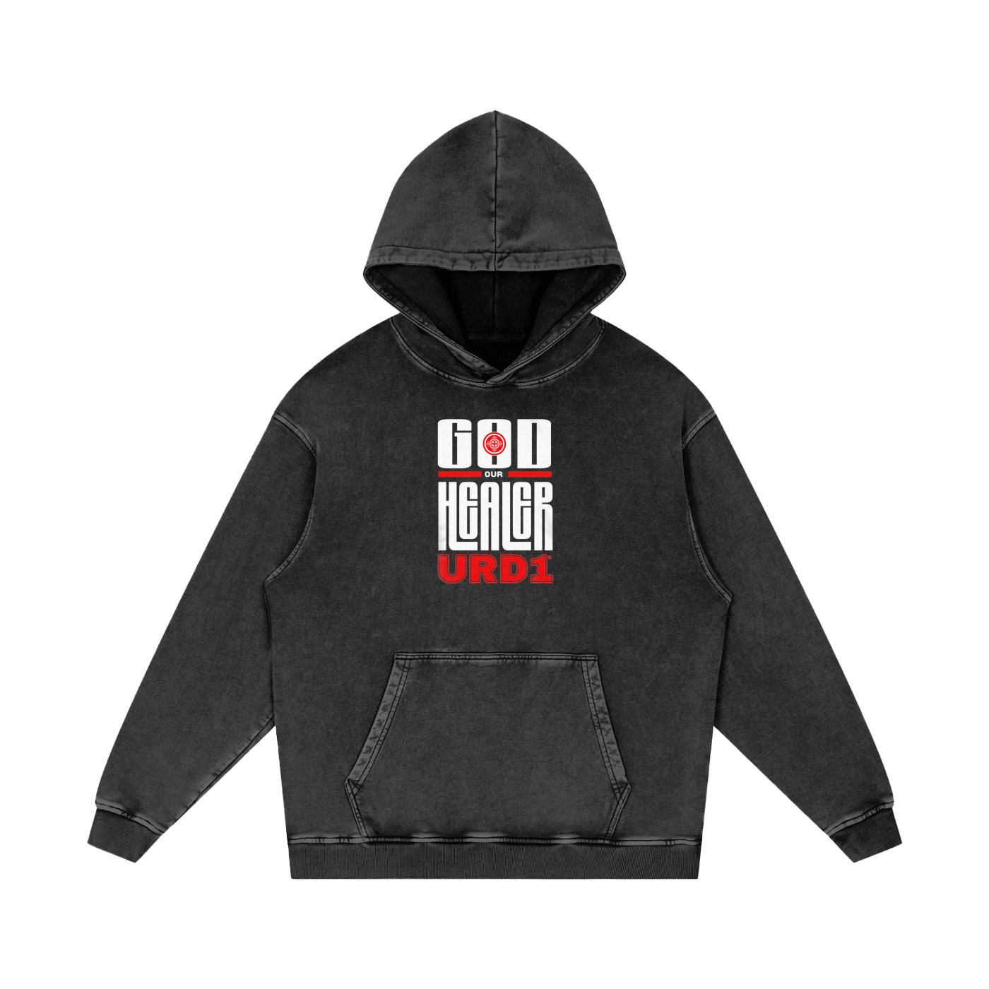 URD1 -  "GOD OUR HEALER" - Acid Wash Oversize Hoodie