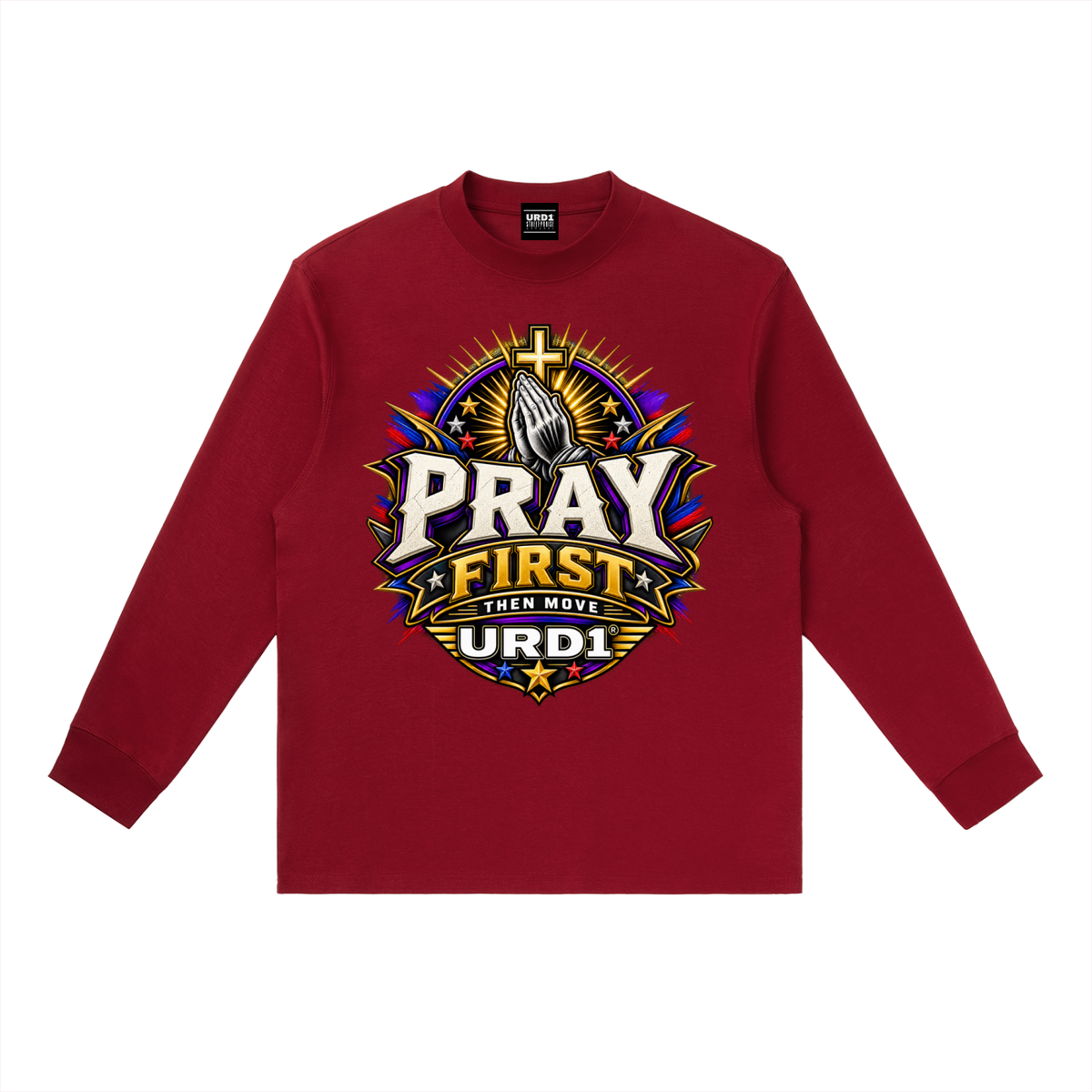 URD1 - Essential Crewneck Long-Sleeve T-Shirt - Pray First