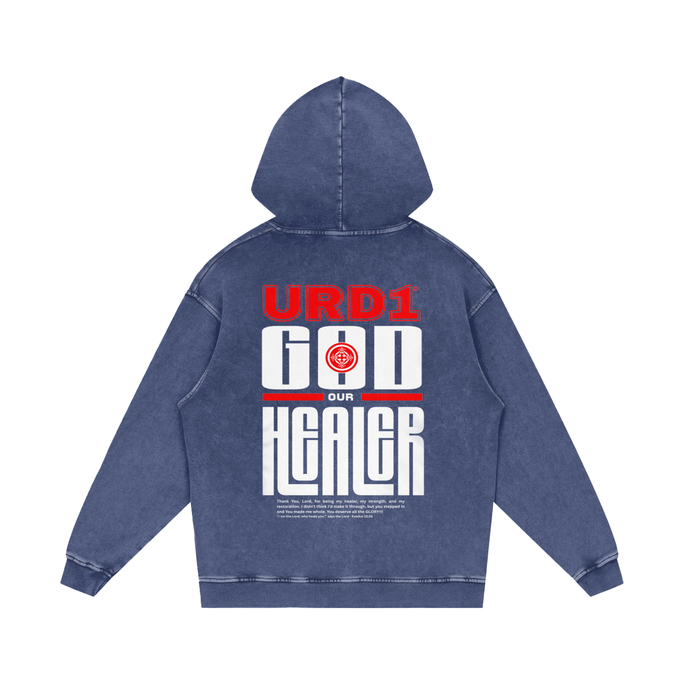URD1 -  "GOD OUR HEALER" - Acid Wash Oversize Hoodie