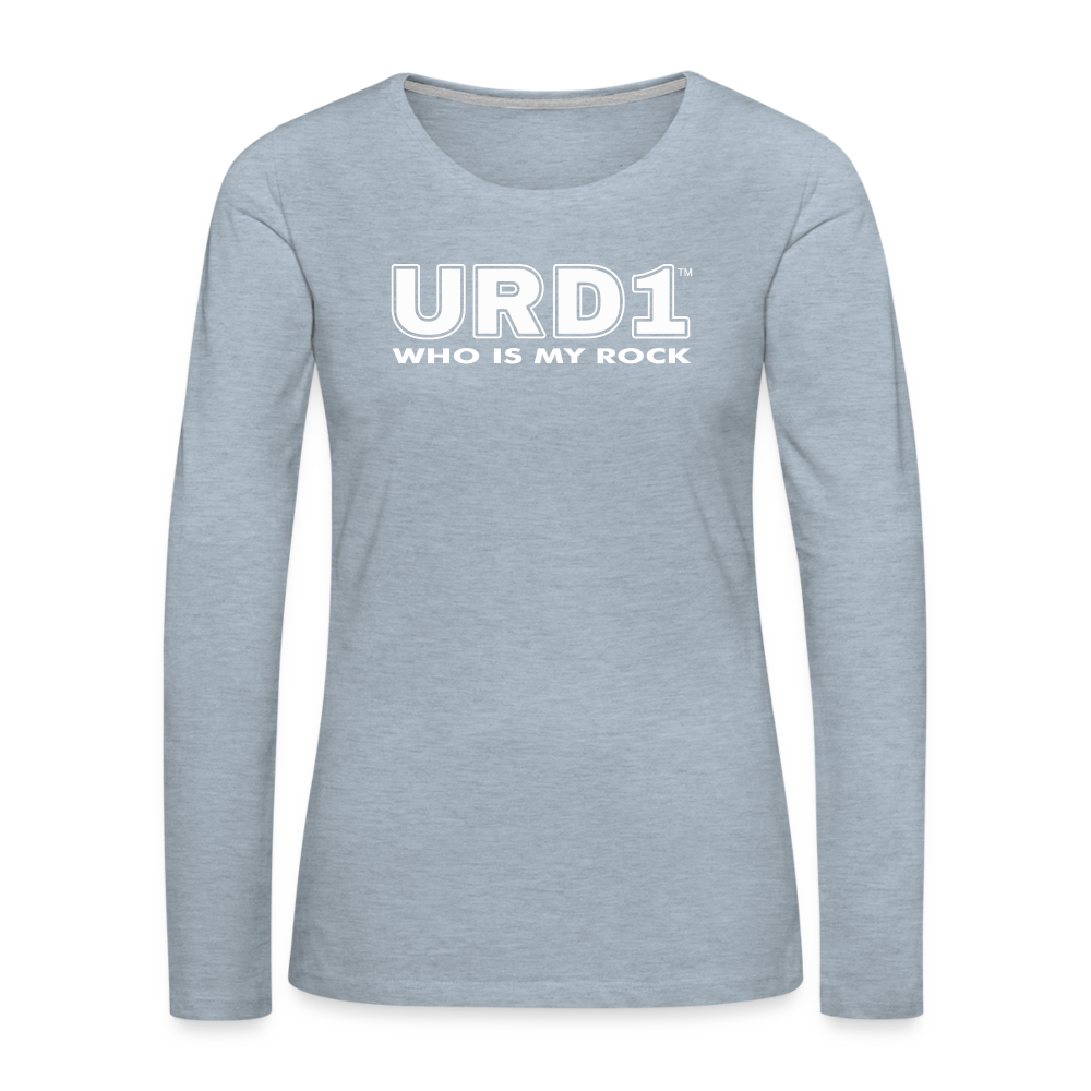 URD1 - Women Long Sleeve IMPACT T-Shirt - Who Is My Rock - heather ice blue